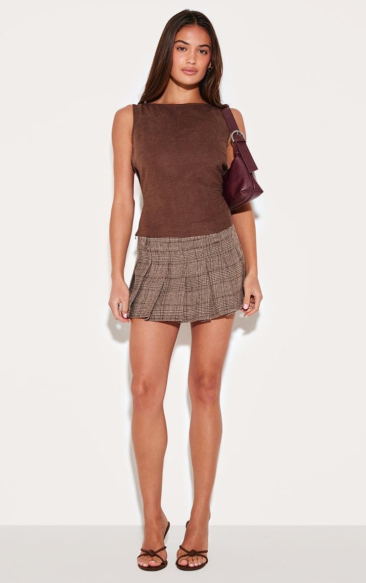 Chocolate Faux Suede Boatneck Top Product Image