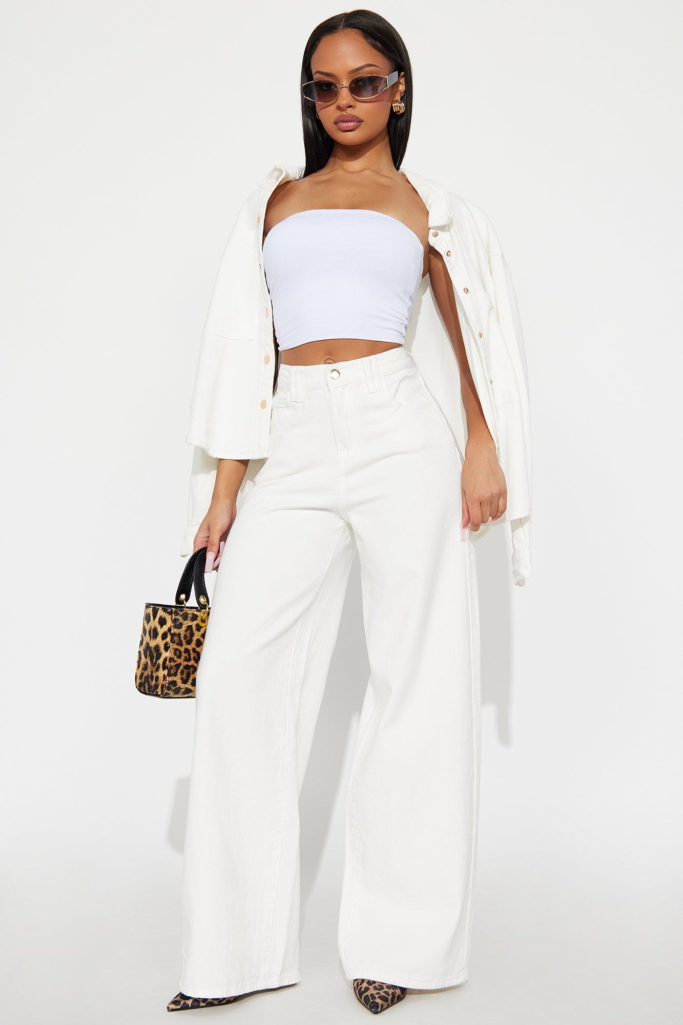 Très Jolie Denim Shacket - White Female Product Image