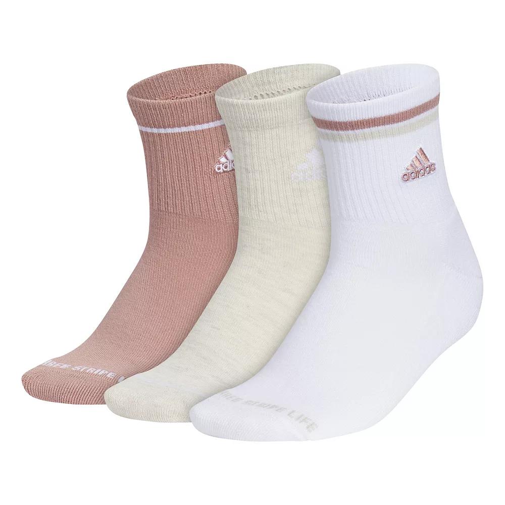 Women's adidas Cushioned Sport 2.0 3-Pack High Quarter Socks, Size: 5-10, Clay Beige White Product Image