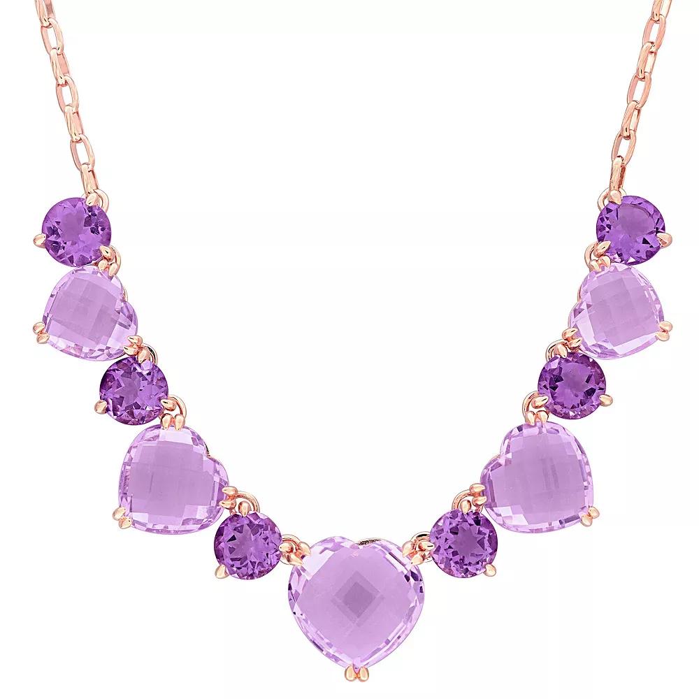 Stella Grace 18k Rose Gold Over Silver Amethyst & Rose de France Amethyst Necklace, Women's, Size: 17", Pink Tone Product Image