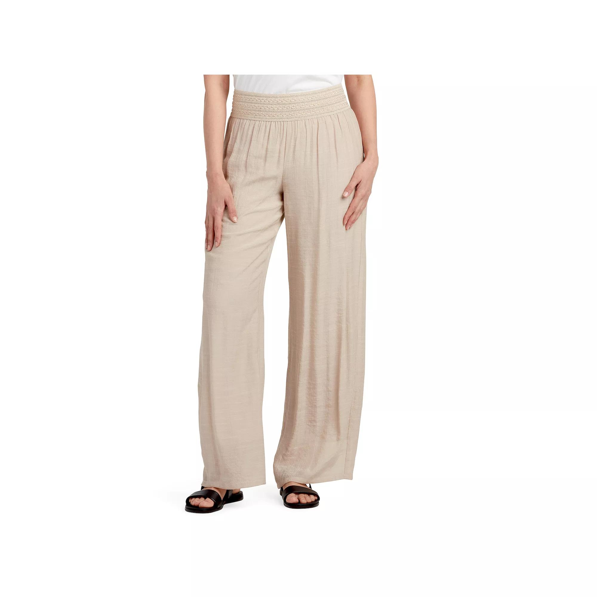 Womens AB Studio Novelty Elastic Waistband Pants Brown Product Image