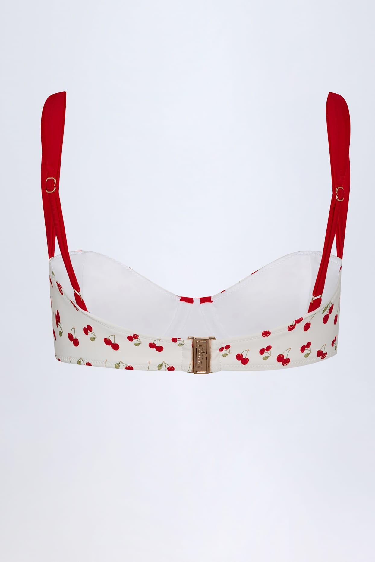 Contrast Underwired Balconette Bikini Top in Cherry Print Product Image