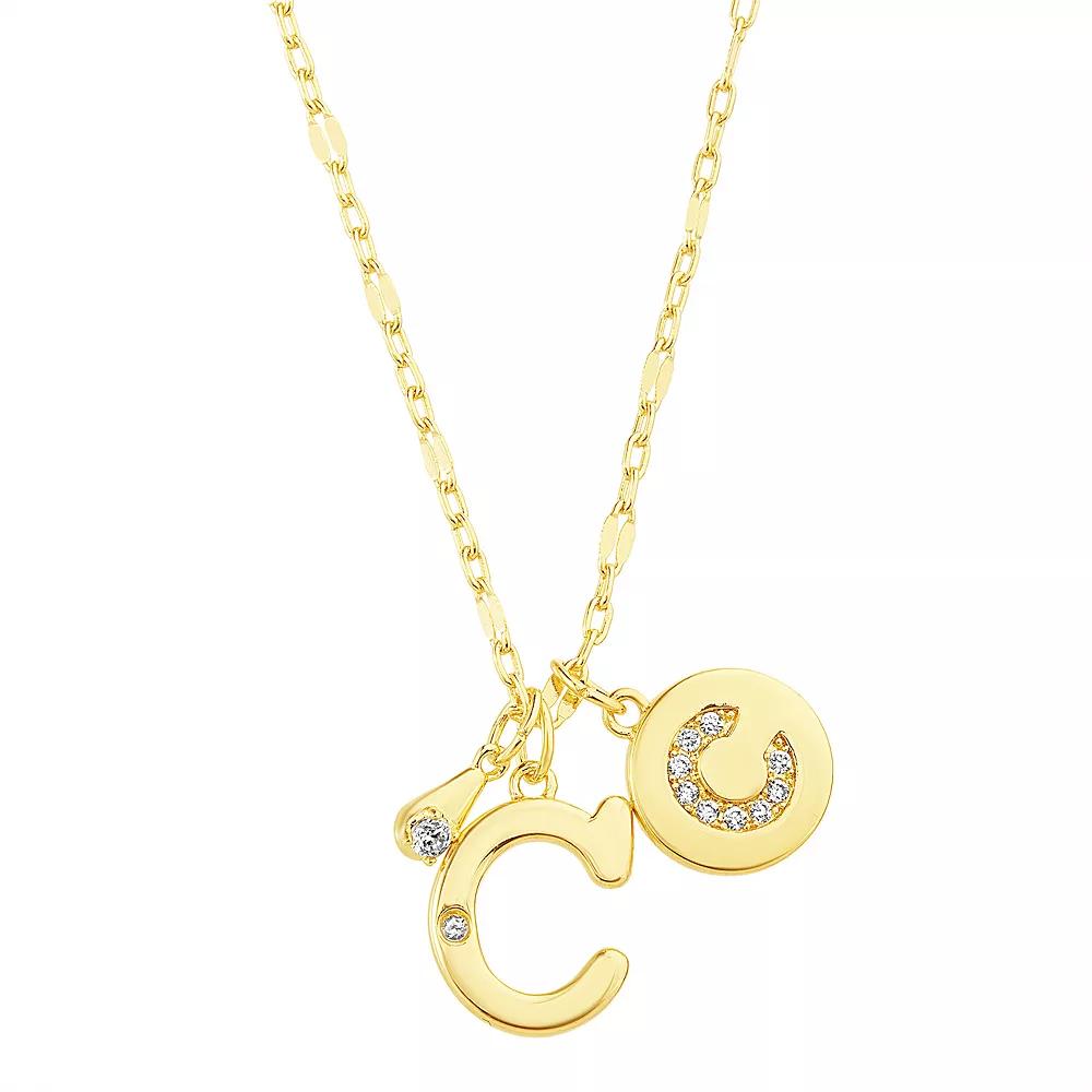 Paige Harper 14k Gold Flash Plated V-Cluster Initial & Cubic Zirconia Charm Necklace, Womens Gold Tone C Product Image