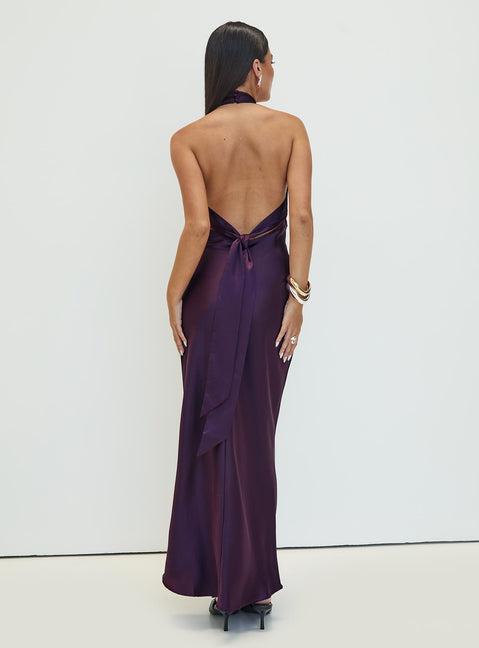 Rosaminta Halter Maxi Dress Plum Product Image