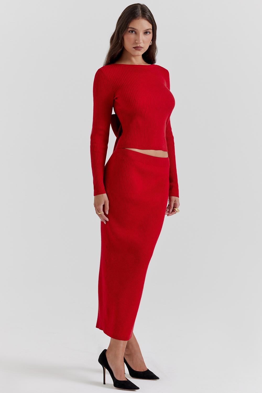 Lourdes  scarlet cashmere blend maxi skirt - sale Product Image