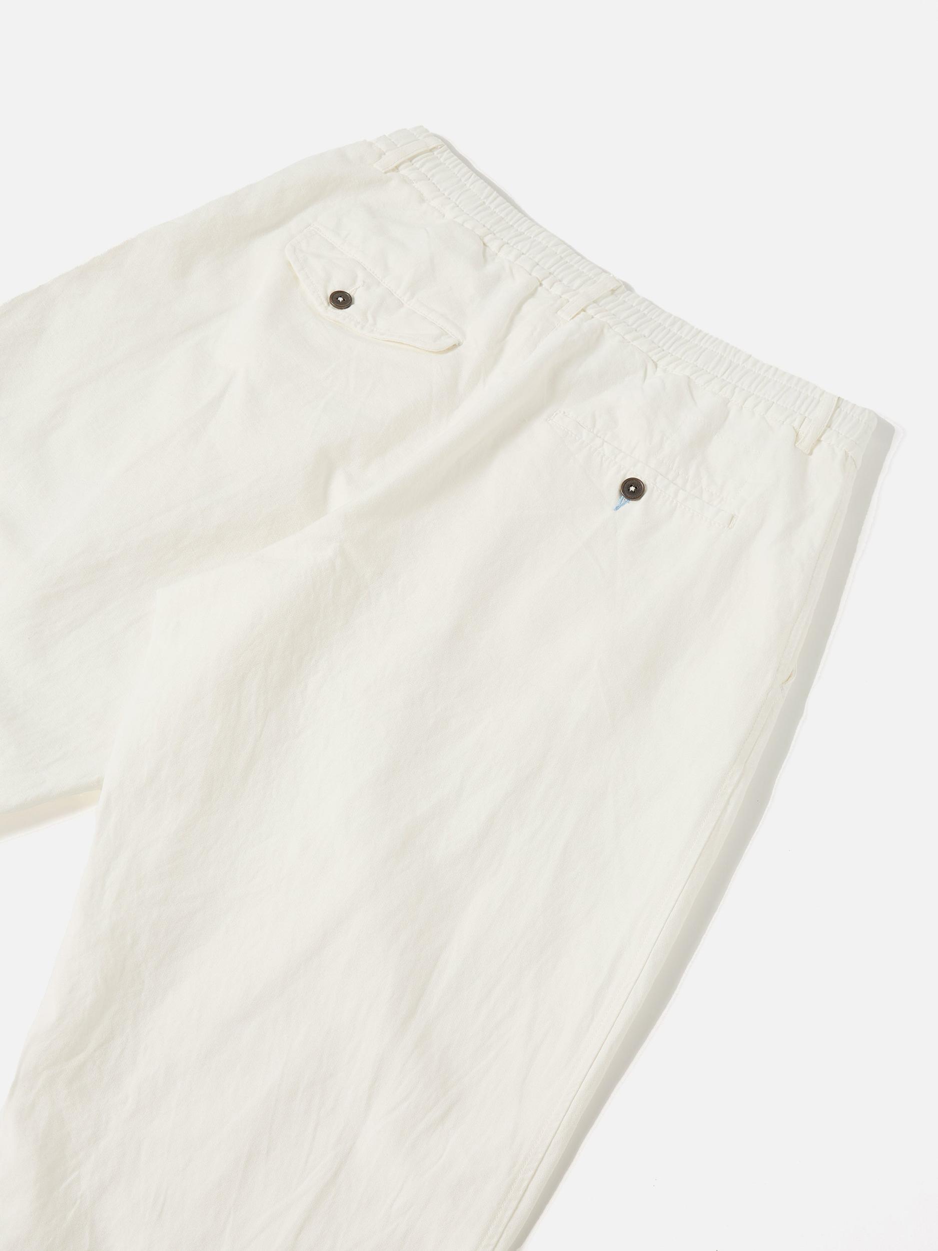 Universal Works Pleated Track Pant in Ecru Slub Linen Weave Product Image