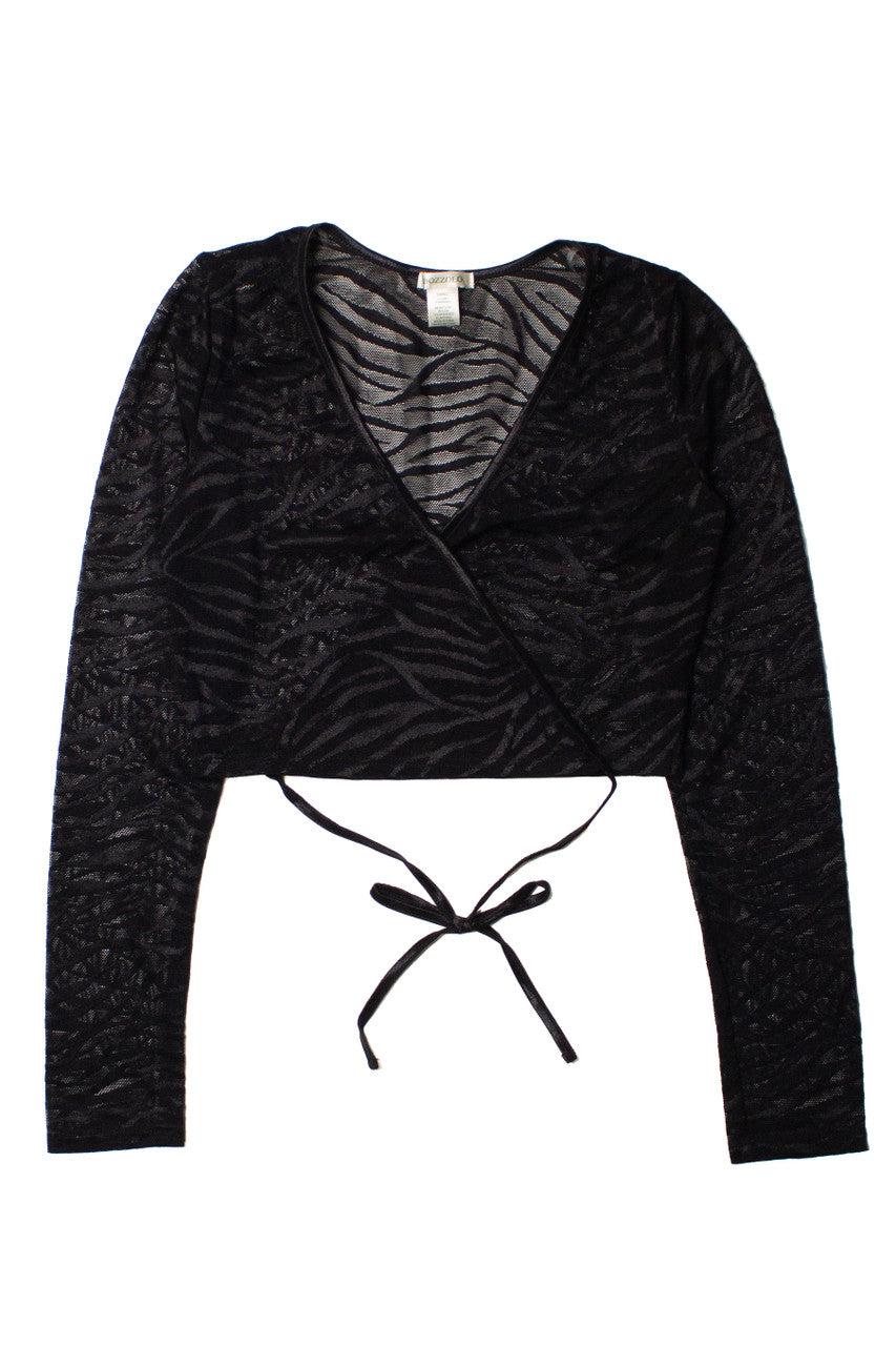 Mesh Zebra Tie Waist Top Product Image