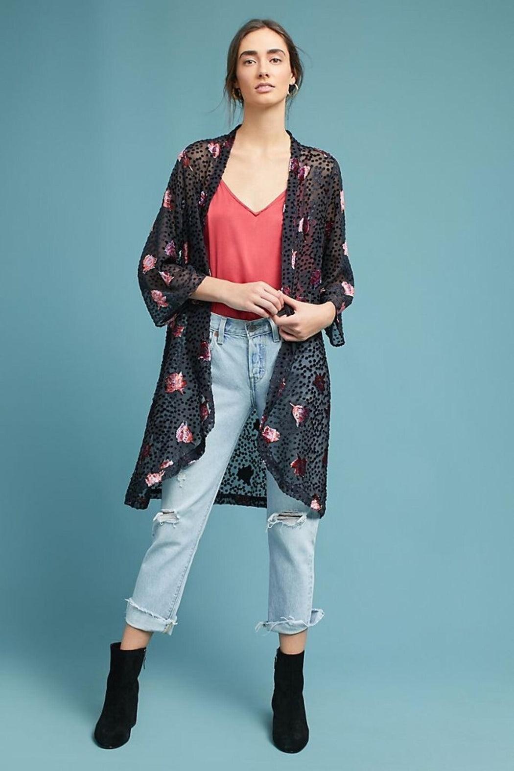 Night Rose Velvet Kimono Product Image
