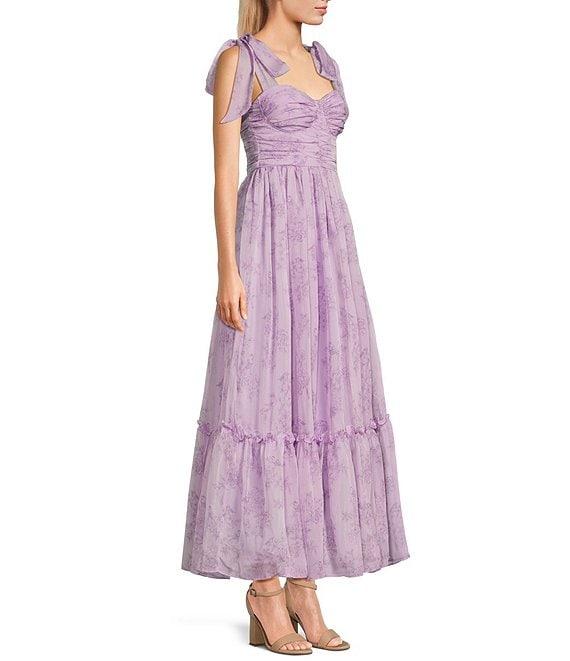 B. Darlin Wide Tie Strap Floral Printed Midi Dress Product Image