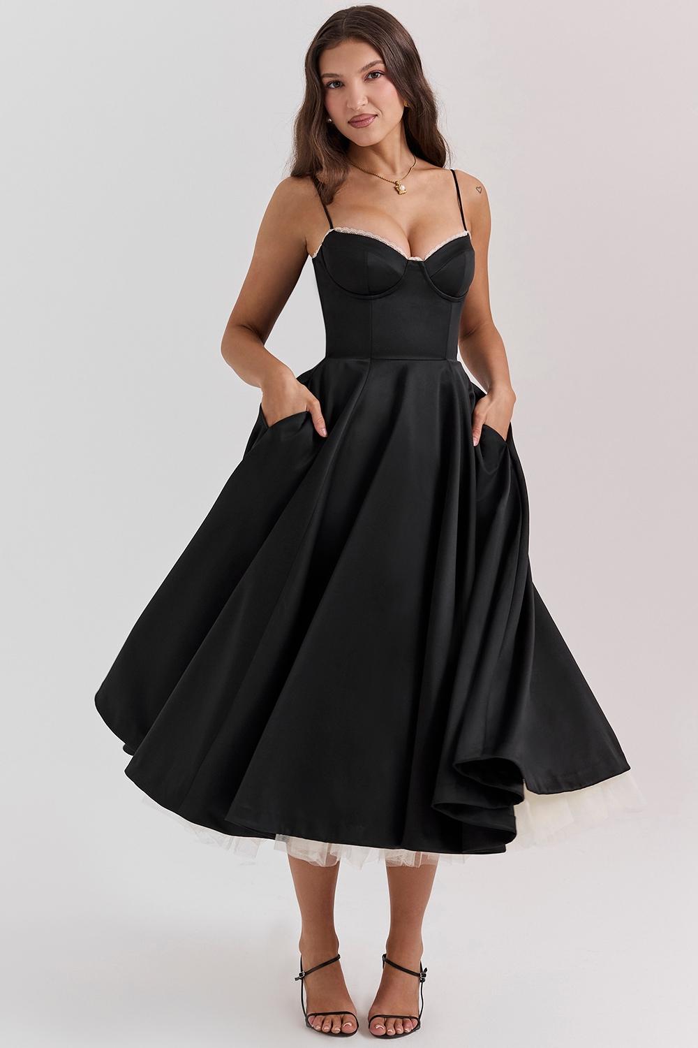 Mademoiselle  black tulle midi dress Product Image