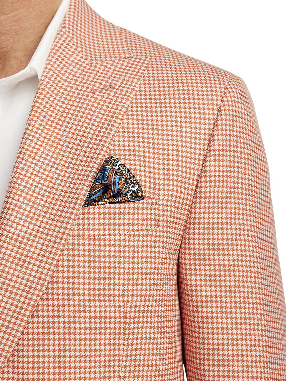 Wool Houndstooth Single Breasted Peak Lapel Sport Coat - Melon Product Image
