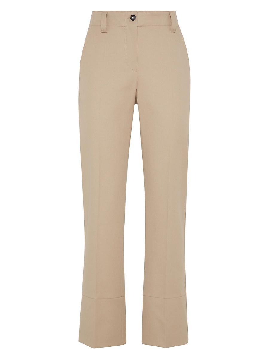 Womens Stretch Cotton Cover Kickflare Cigarette Trousers Product Image