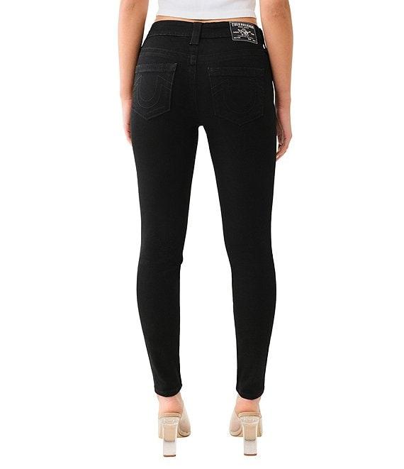 True Religion Jennie Tonal Stitching Mid Rise Black Curvy Skinny Jeans Product Image