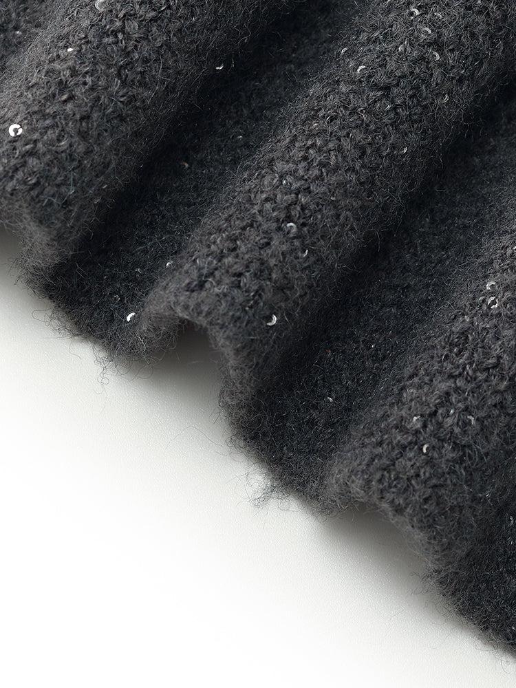 Mohair Wool Blend Sequins Women Midi Skirt Product Image
