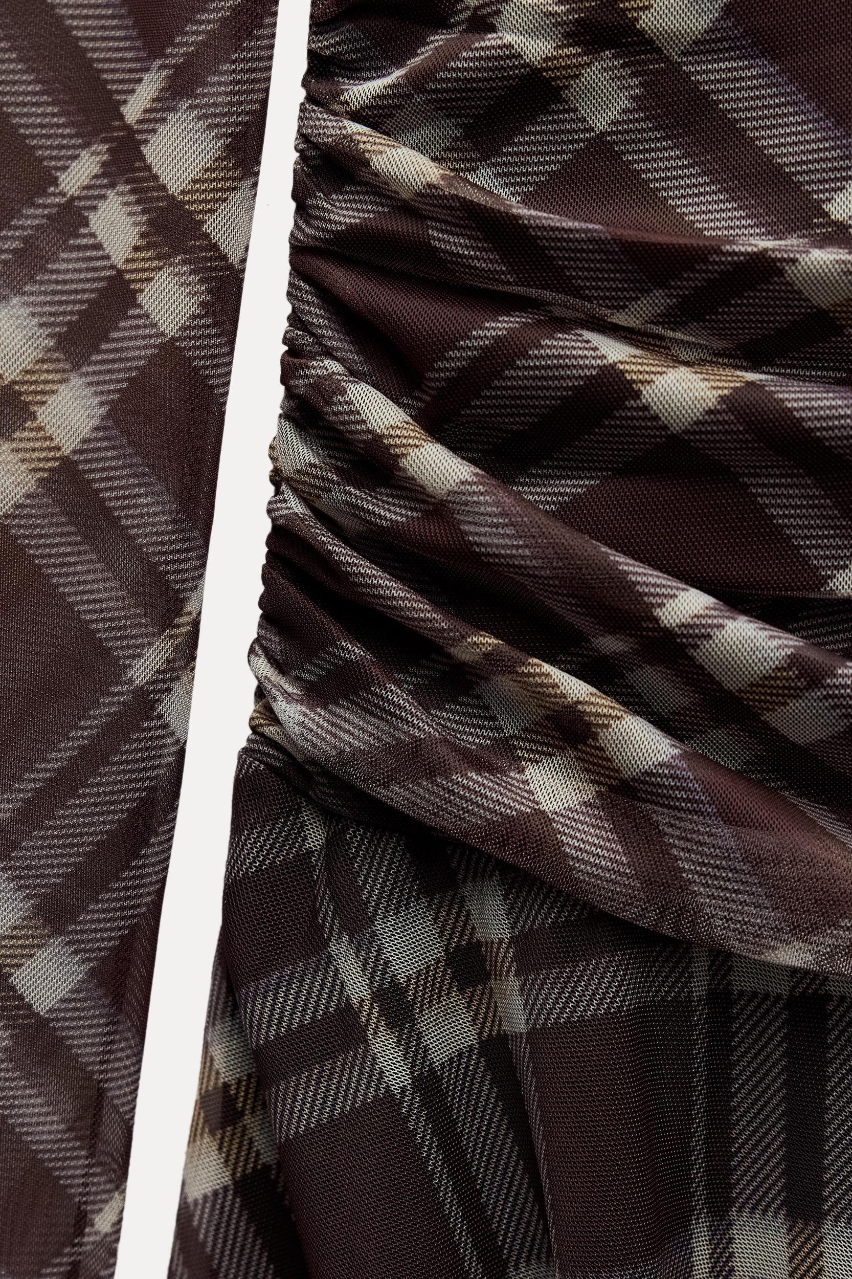 PLAID DRAPED TULLE DRESS Product Image