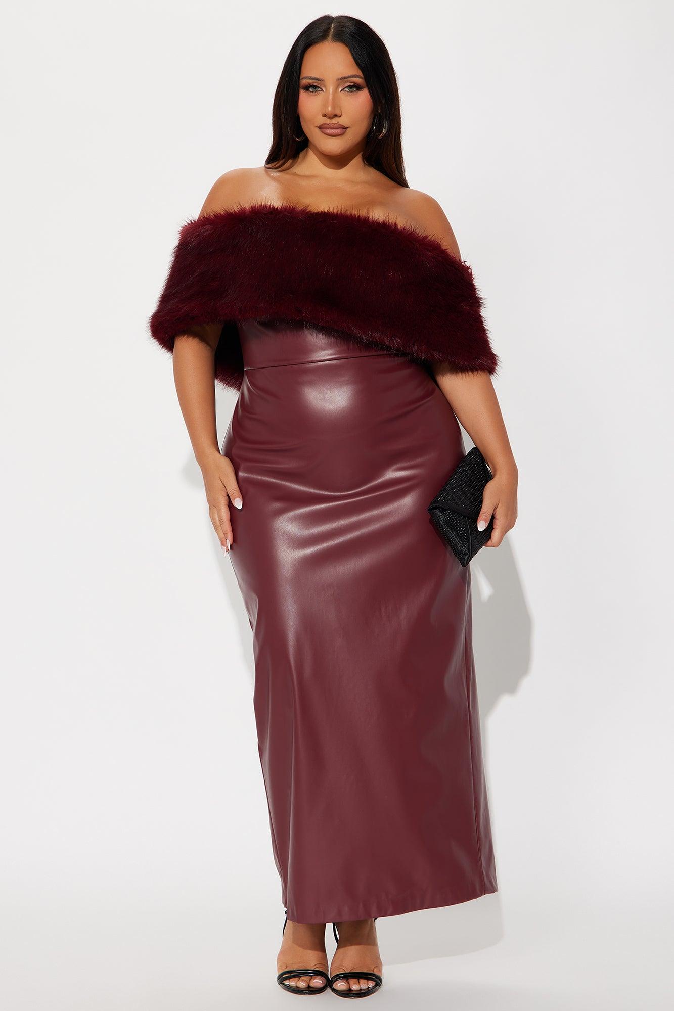 Jovie Faux Leather Maxi Dress - Burgundy Female Product Image