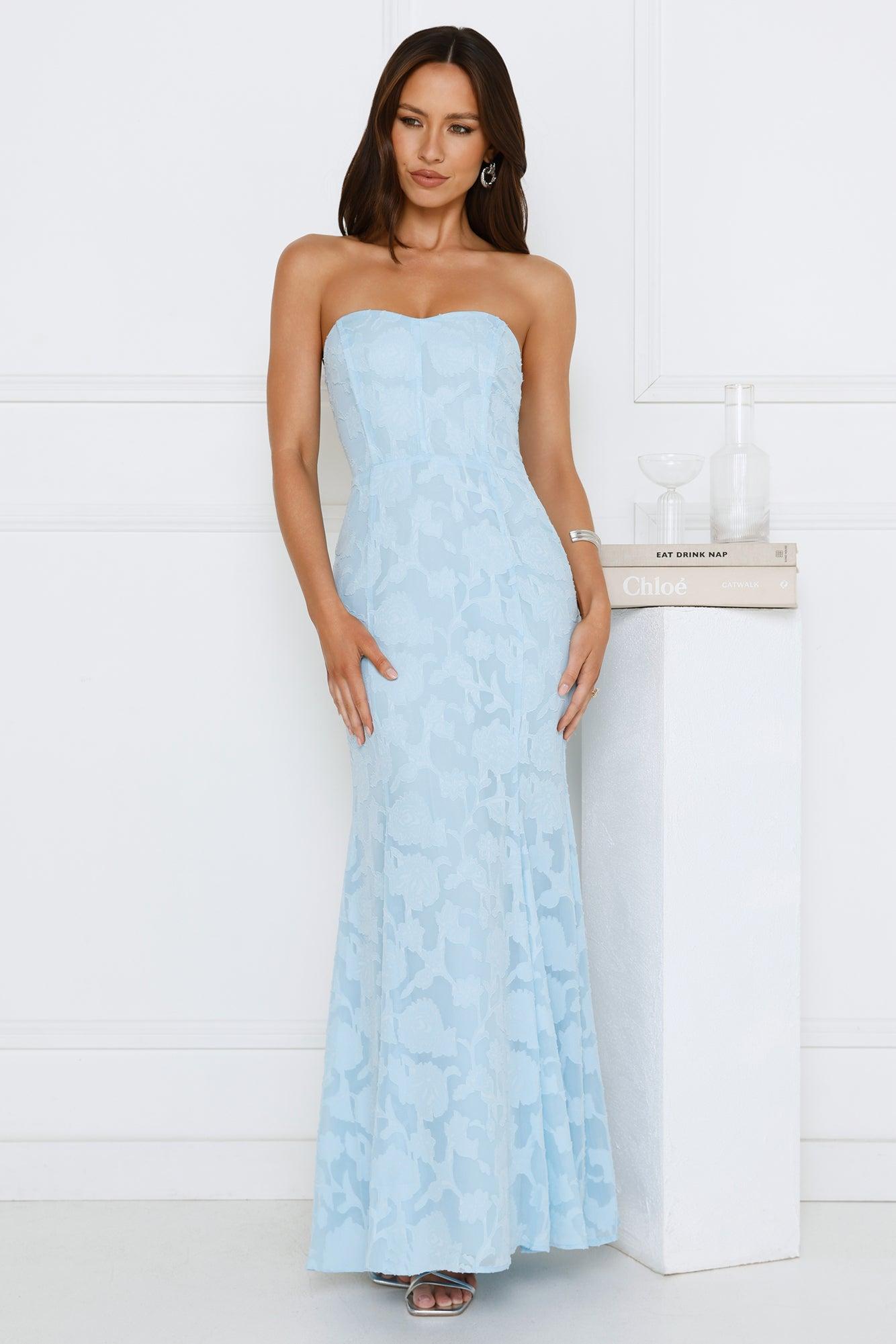 Sea Kissed Strapless Maxi Dress Blue Product Image