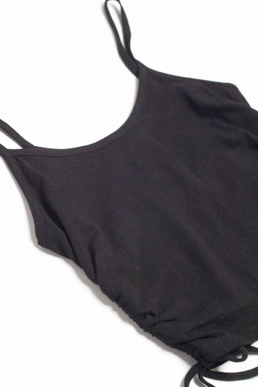 Black Ruched Side Crop Cami Product Image