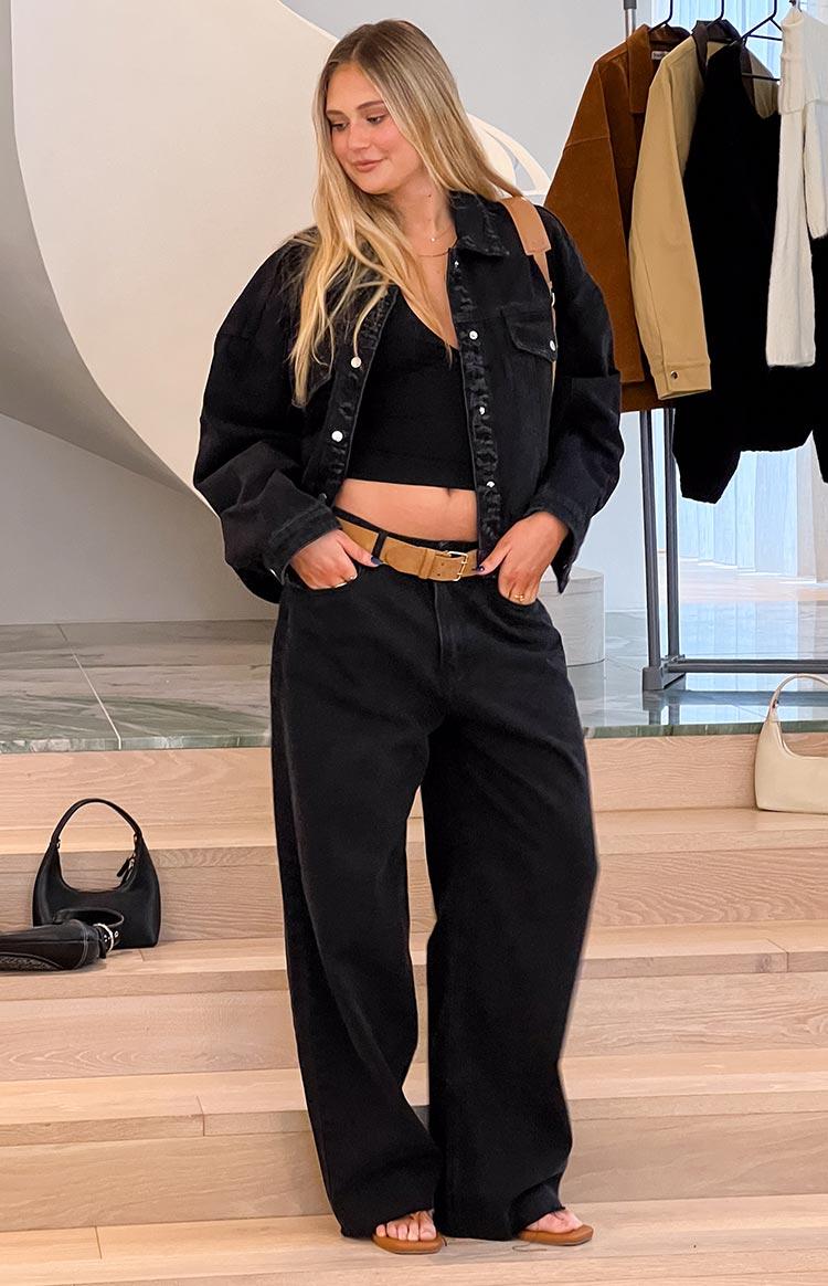 She's Yours Black Wide Leg Boyfriend Jeans Girls Product Image