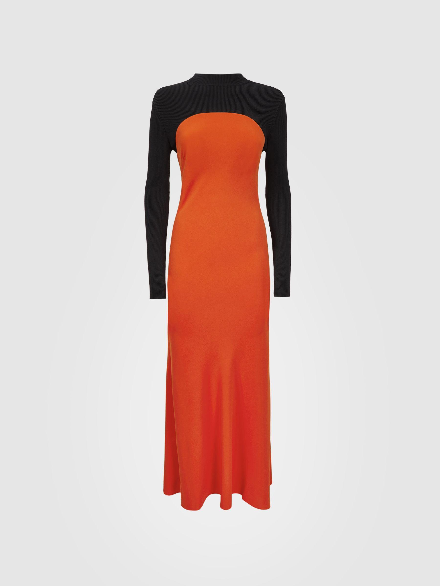 Florere Hybrid Knit Midi Dress in Bright Orange Product Image