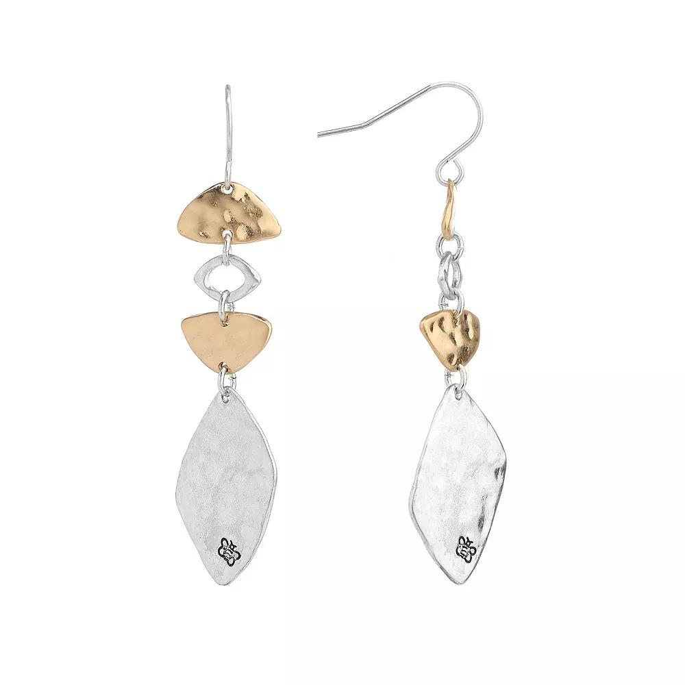 Bella Uno Worn Two-Tone Half Moon Disc Dangle Earrings, Women's, Gold Tone Product Image