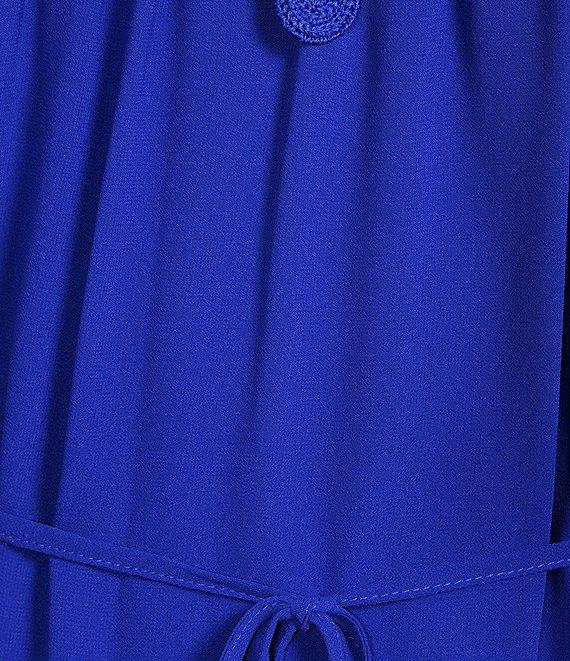 Jessica Howard Lace Yoke Crew Neck Short Sleeve Belted A-Line Dress Product Image