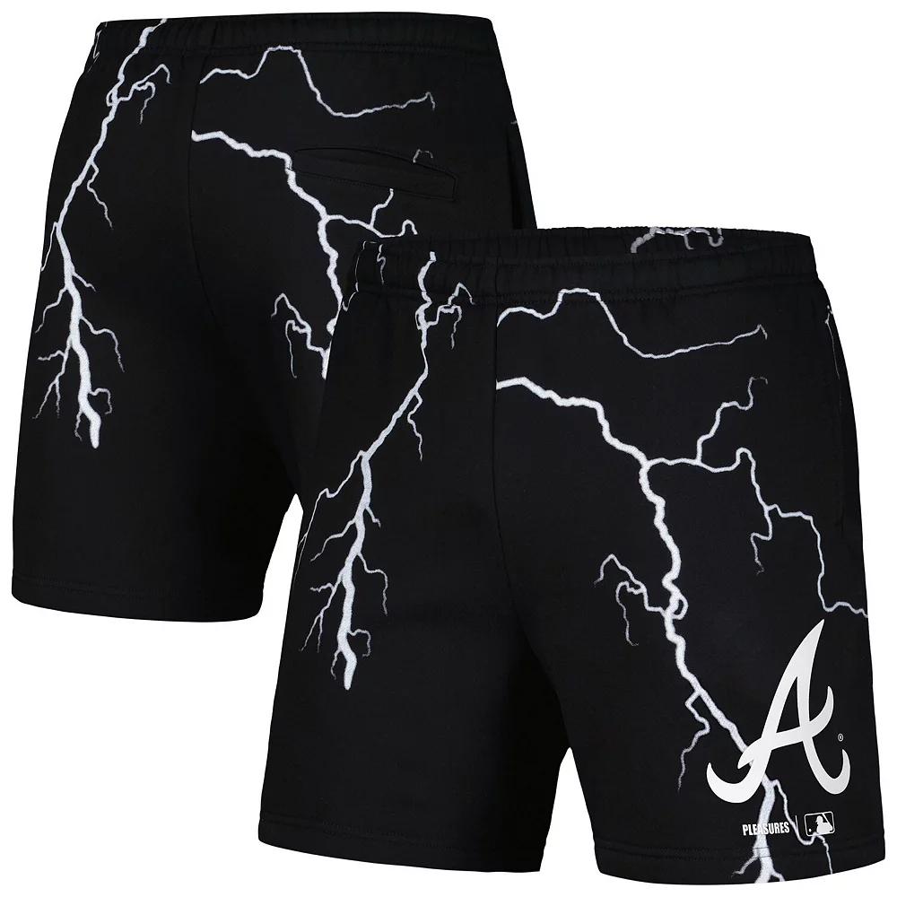 Men's PLEASURES Black Atlanta Braves Lightning Shorts,  Product Image