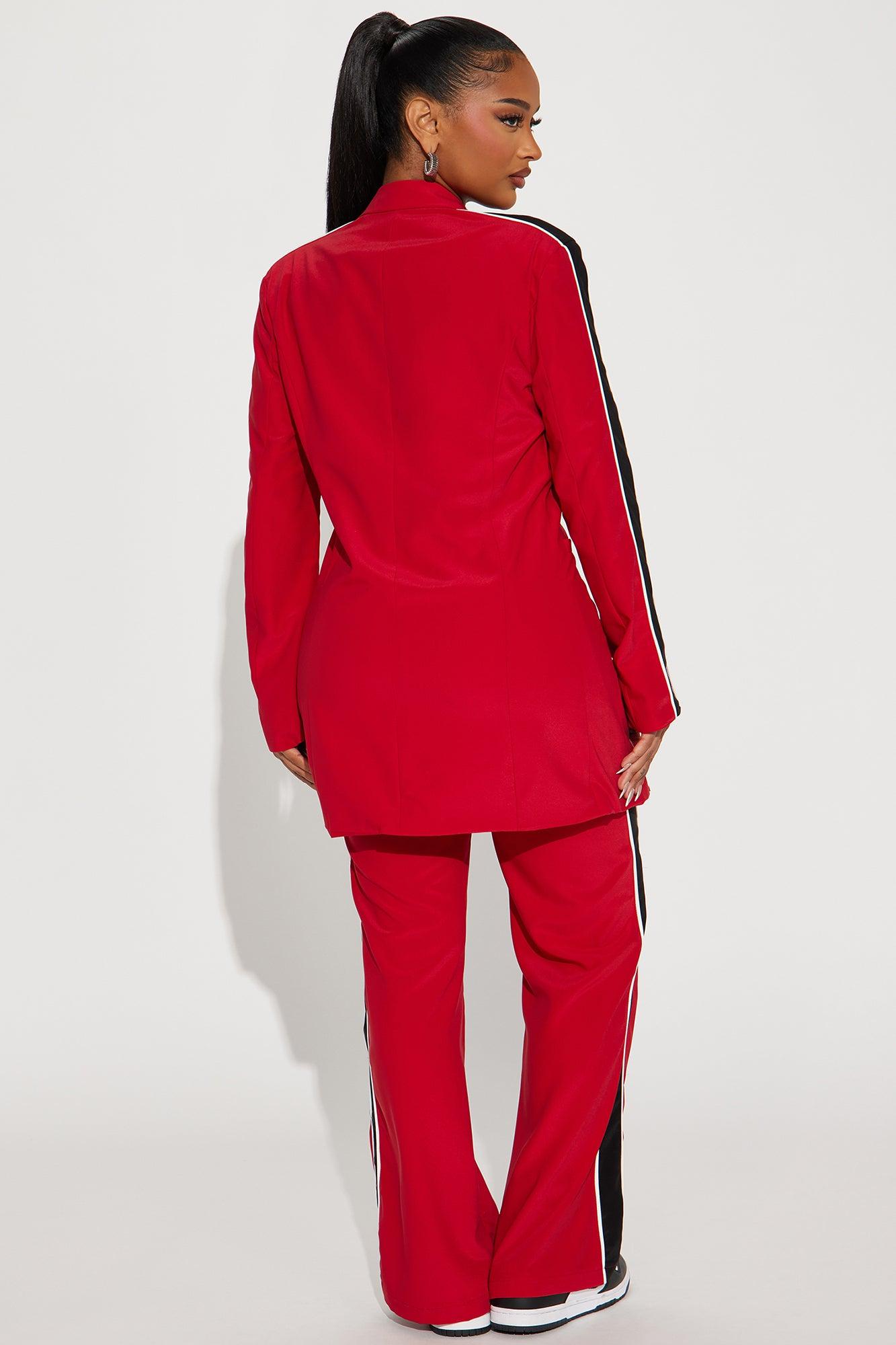 Always Focused Blazer Pant Set - Red Product Image
