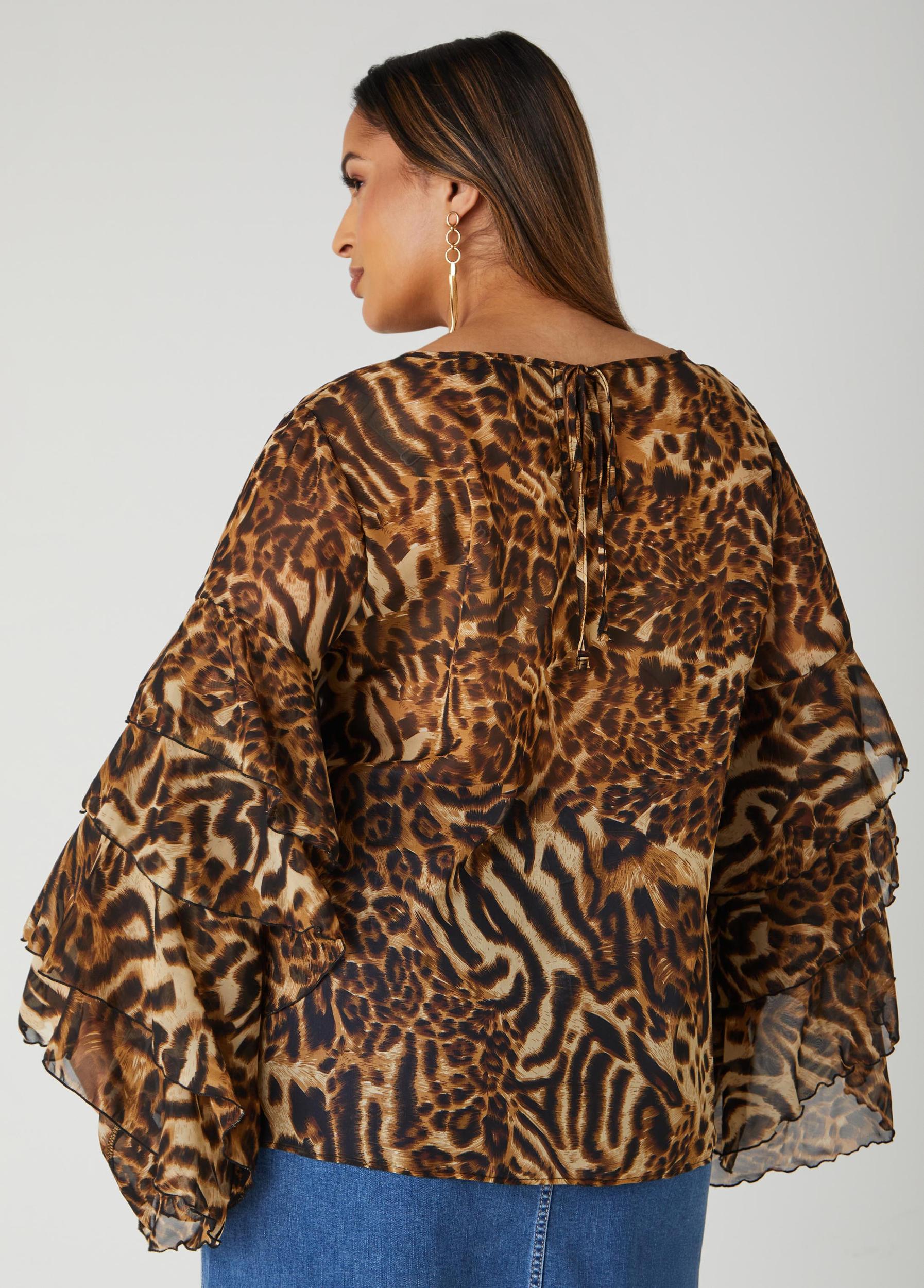 Plus Size Ruffle Sleeved Blouse Ashley Stewart Product Image