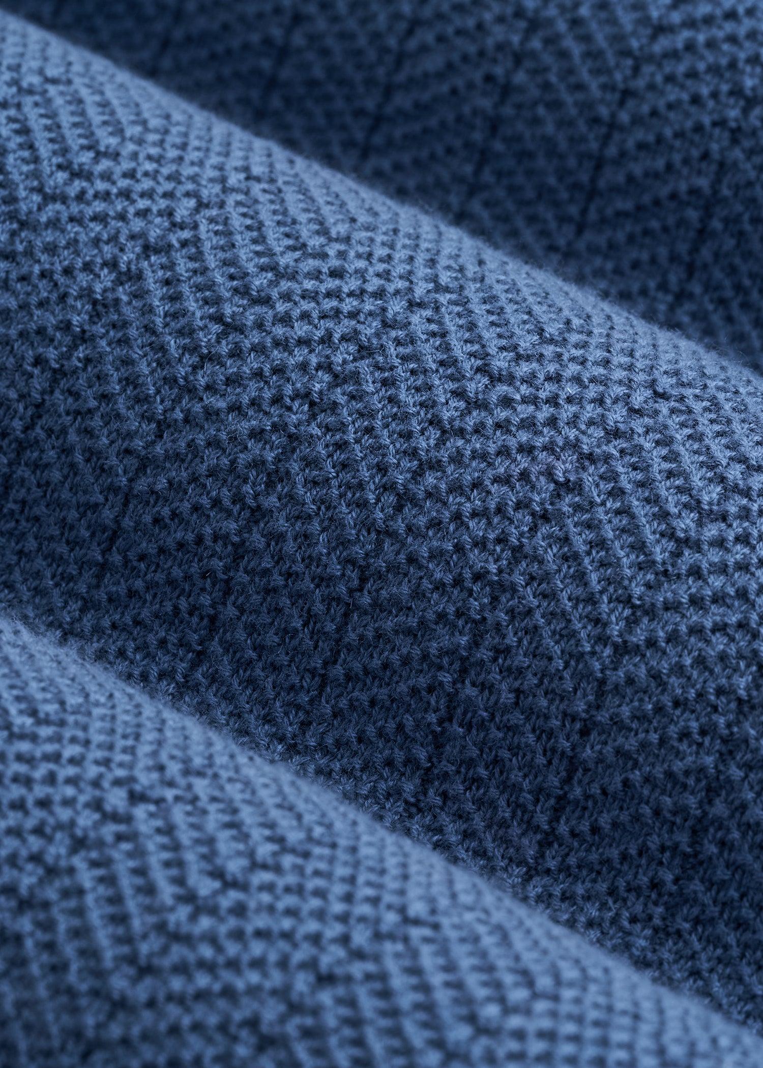 Linen Blend Ribbed Knit Polo Shirt for Tall Men in Steel Blue Male Product Image