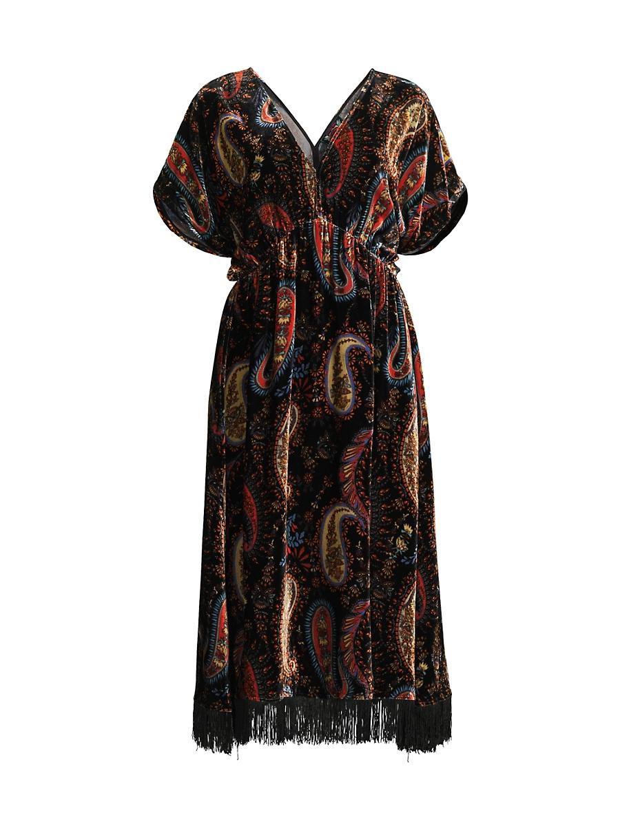 Womens Sezana Paisley Velvet Fringe Dress Product Image