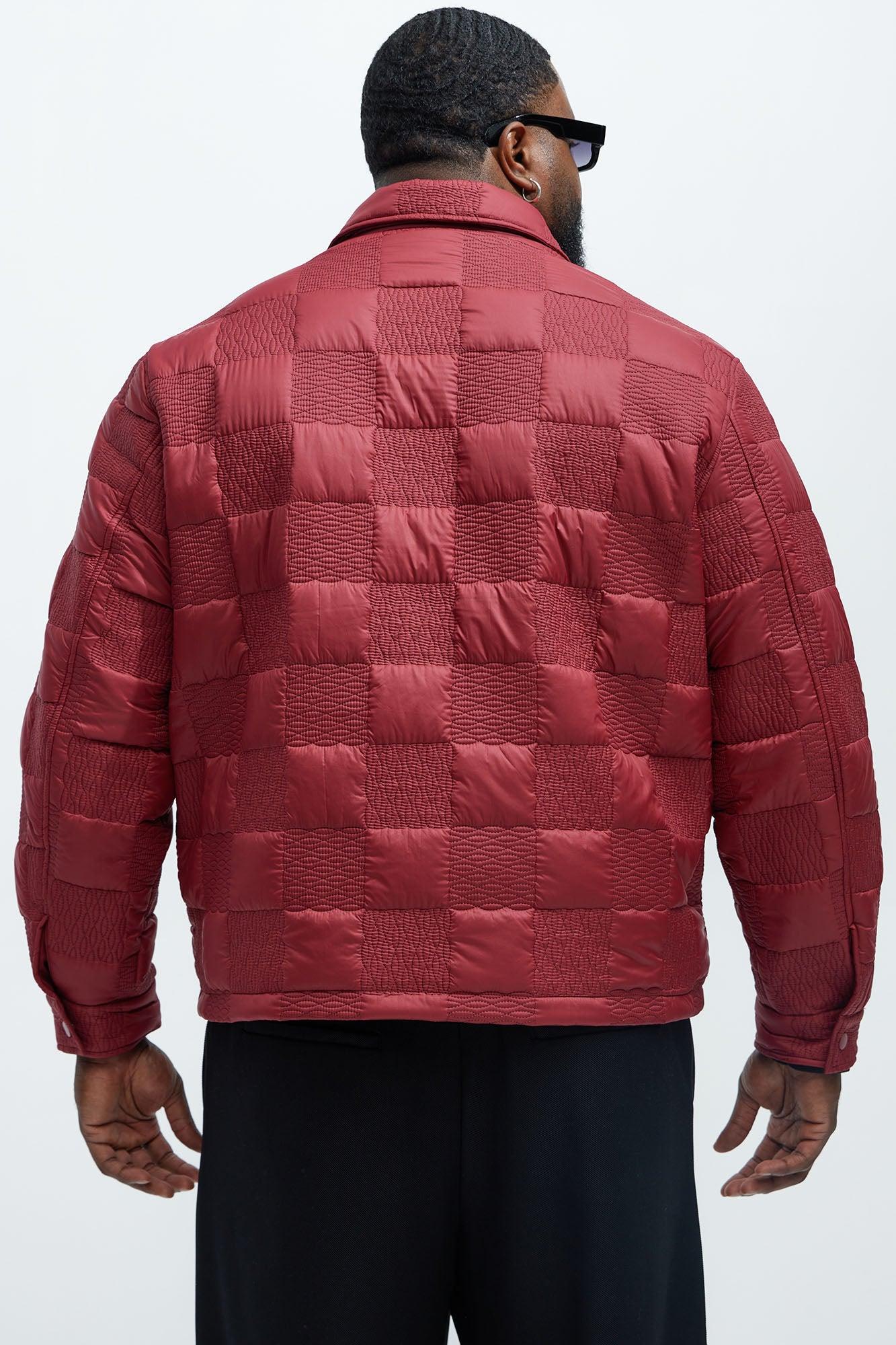 Laurel Checker Quilt Jacket - Burgundy Product Image
