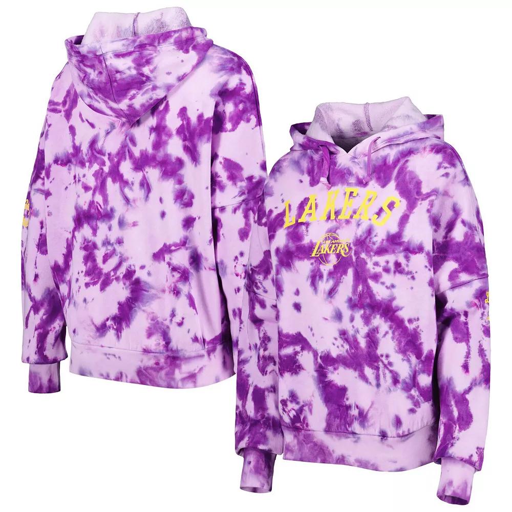 Women's New Era Purple Los Angeles Lakers Brushed Cotton Tie-Dye Pullover Hoodie,  Product Image