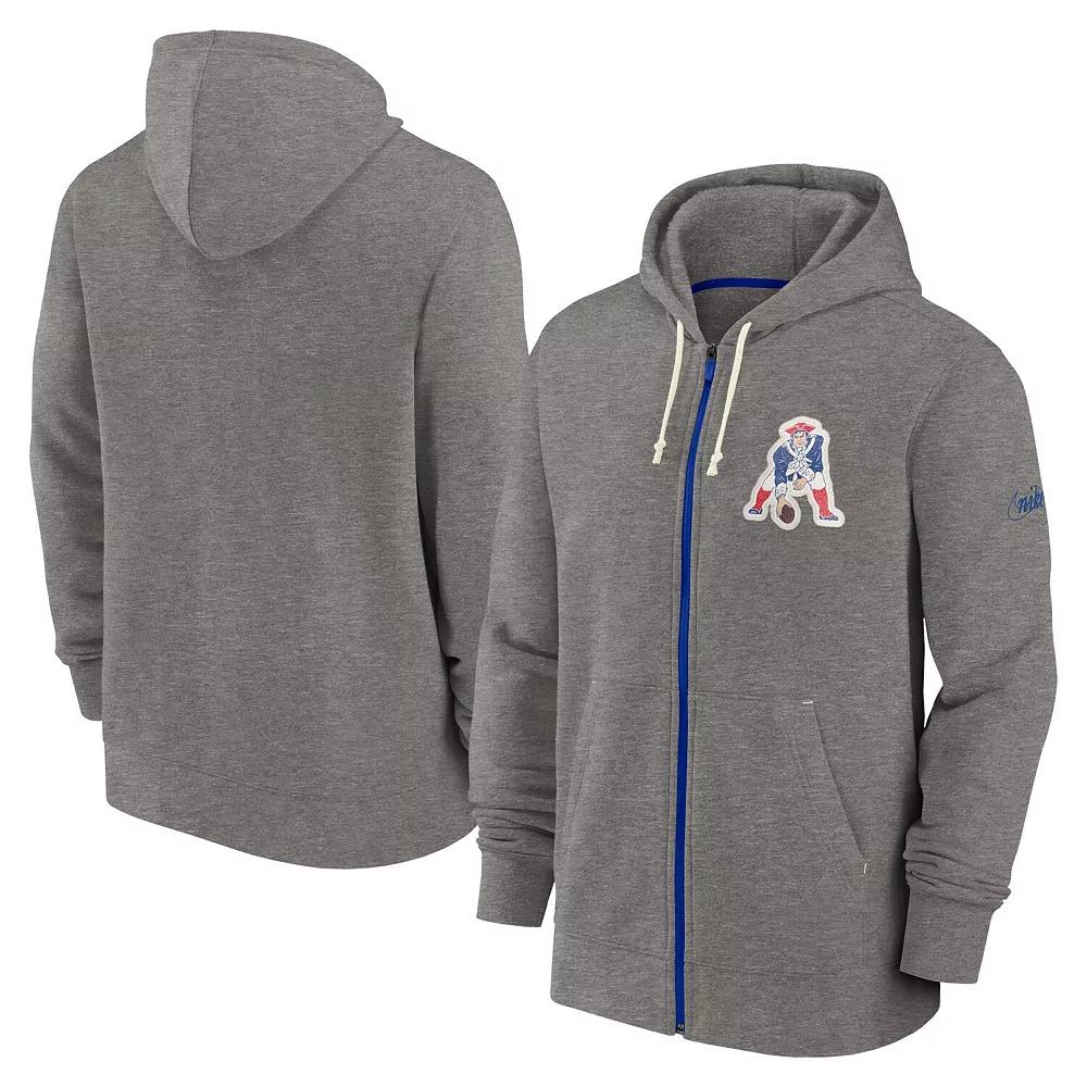 Men's Nike Heather Charcoal New England Patriots Historic Lifestyle Full-Zip Hoodie,  Product Image