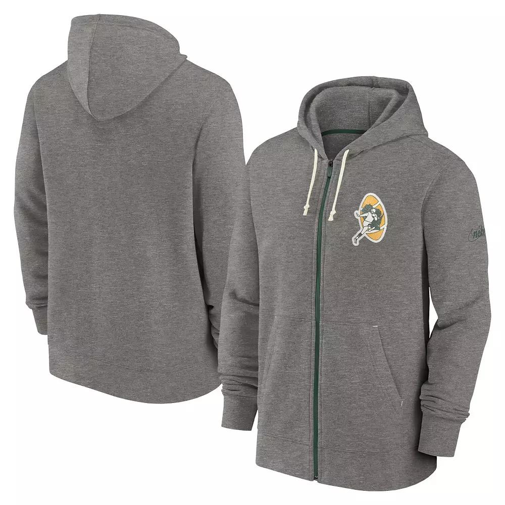 Men's Nike Heather Charcoal New England Patriots Historic Lifestyle Full-Zip Hoodie,  Product Image