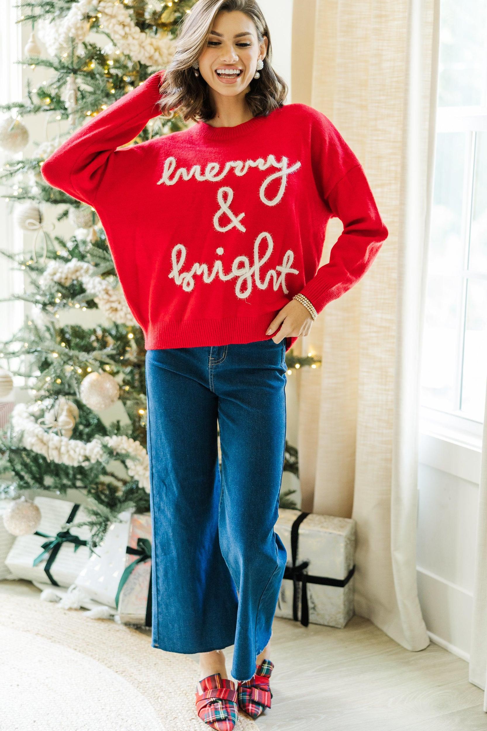 Merry & Bright Cream Script Sweater Female Product Image