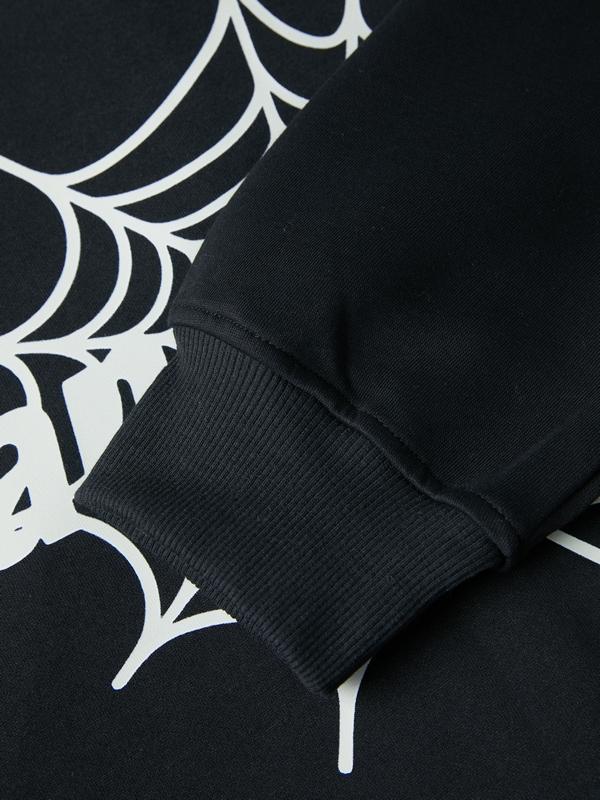 Men's Spider Print Full Zip Oversized Hoodie Product Image