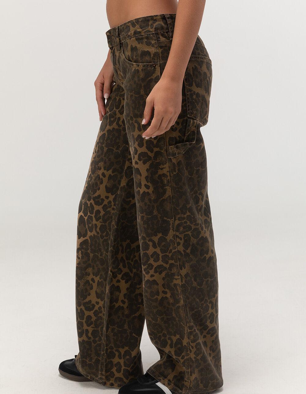 RSQ Womens Low Rise Leopard Baggy Carpenter Pants - LEOPARD BROWN Product Image