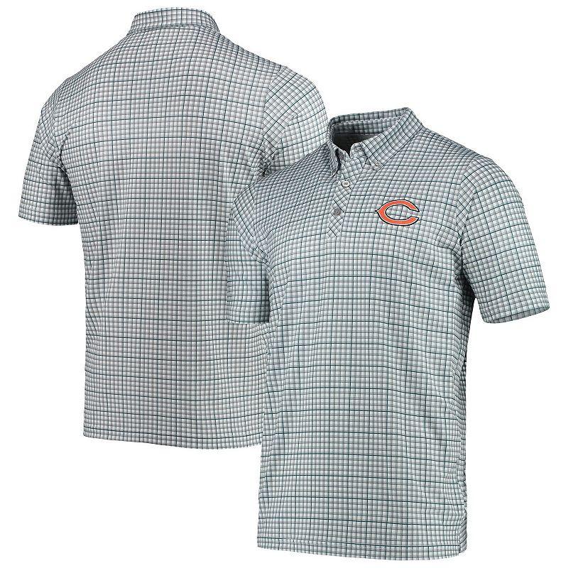 Men's Antigua Gray/Navy Chicago Bears Deliver Button-Down Polo, Size: Medium, White Product Image