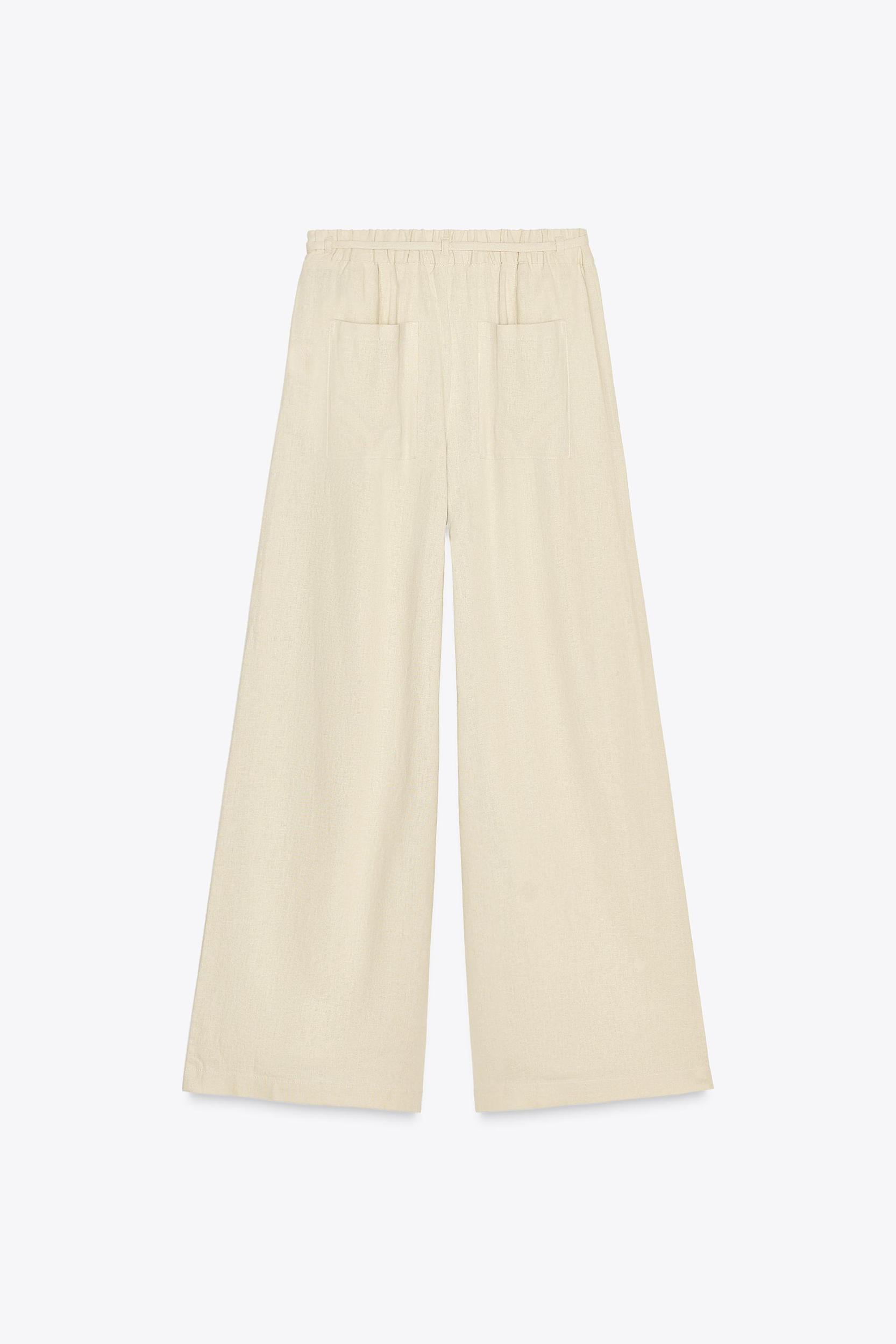 WIDE LEG LINEN PANTS WITH BELT Product Image