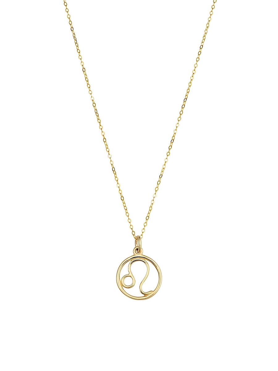 Womens 14K Yellow Solid Gold Zodiac Pendant Necklace Product Image