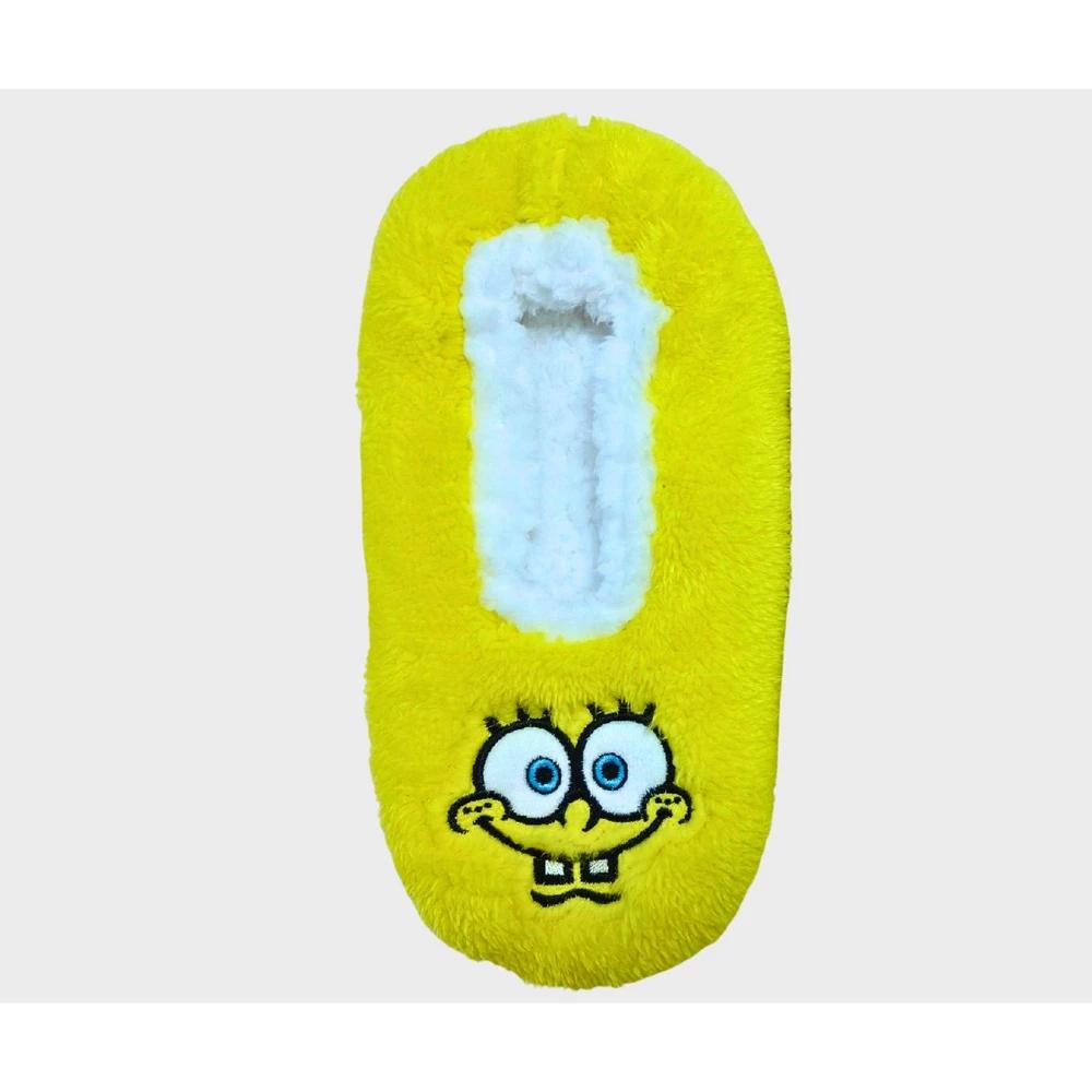 Women's SpongeBob SquarePants Cozy Fleece Slipper Socks with Grippers - Yellow M/L Product Image