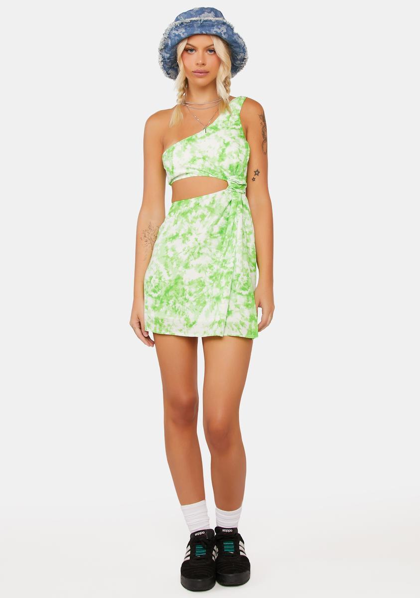 For Love & Lemons Tie Dye Cutout Mini Dress - Green Product Image