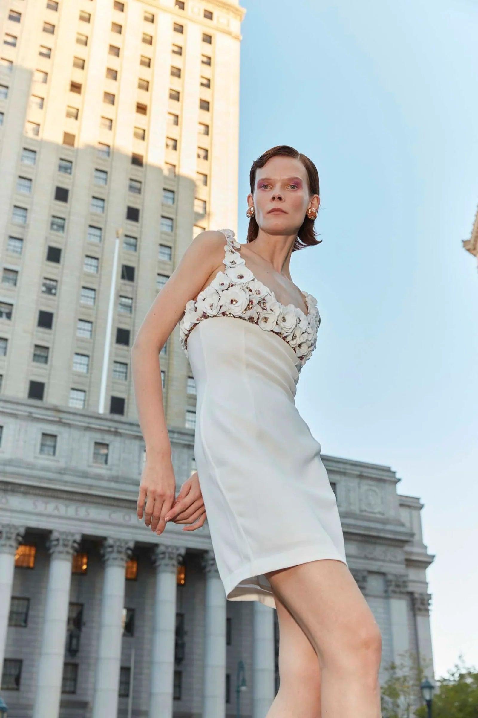 Floral White Mini Dress Product Image