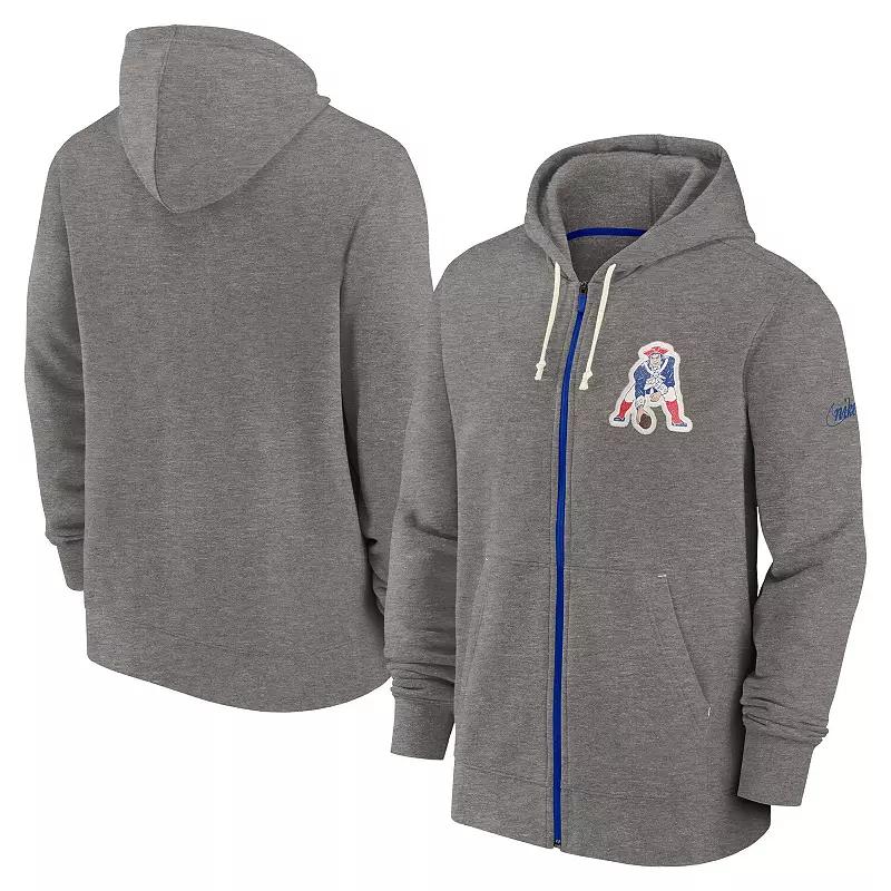 Men's Nike Heather Charcoal New England Patriots Historic Lifestyle Full-Zip Hoodie,  Product Image