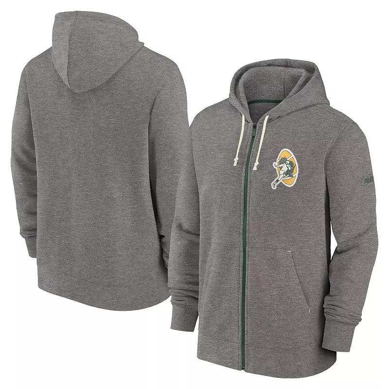 Men's Nike Heather Charcoal New England Patriots Historic Lifestyle Full-Zip Hoodie,  Product Image