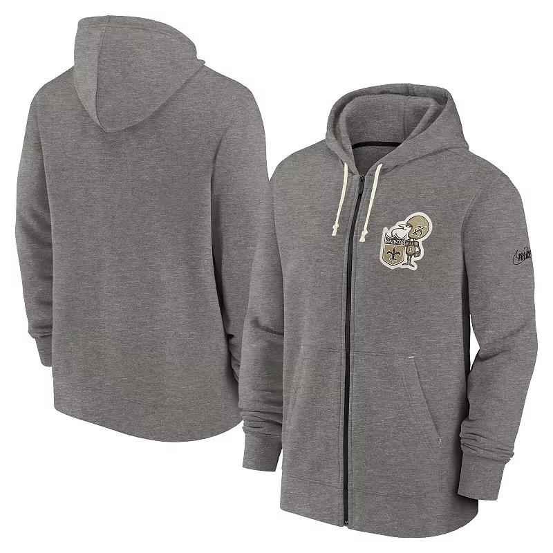 Men's Nike Heather Charcoal New England Patriots Historic Lifestyle Full-Zip Hoodie,  Product Image