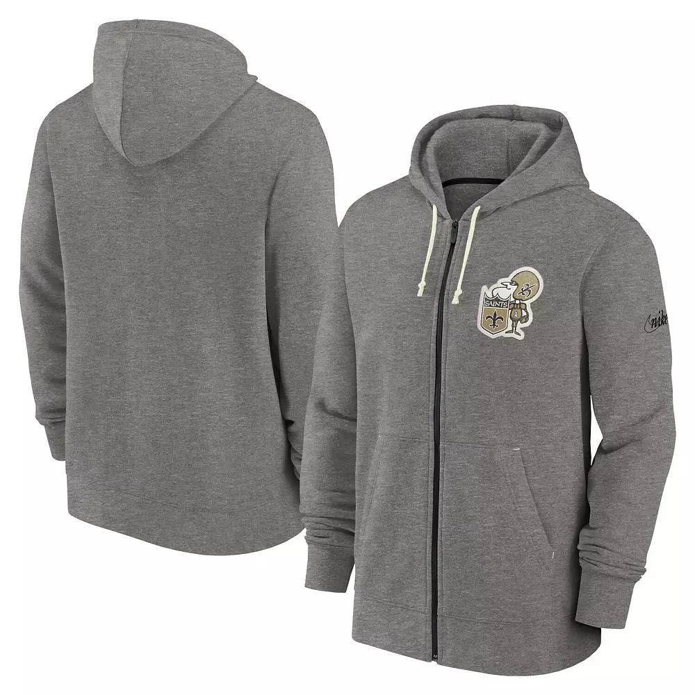 Men's Nike Heather Charcoal New England Patriots Historic Lifestyle Full-Zip Hoodie,  Product Image