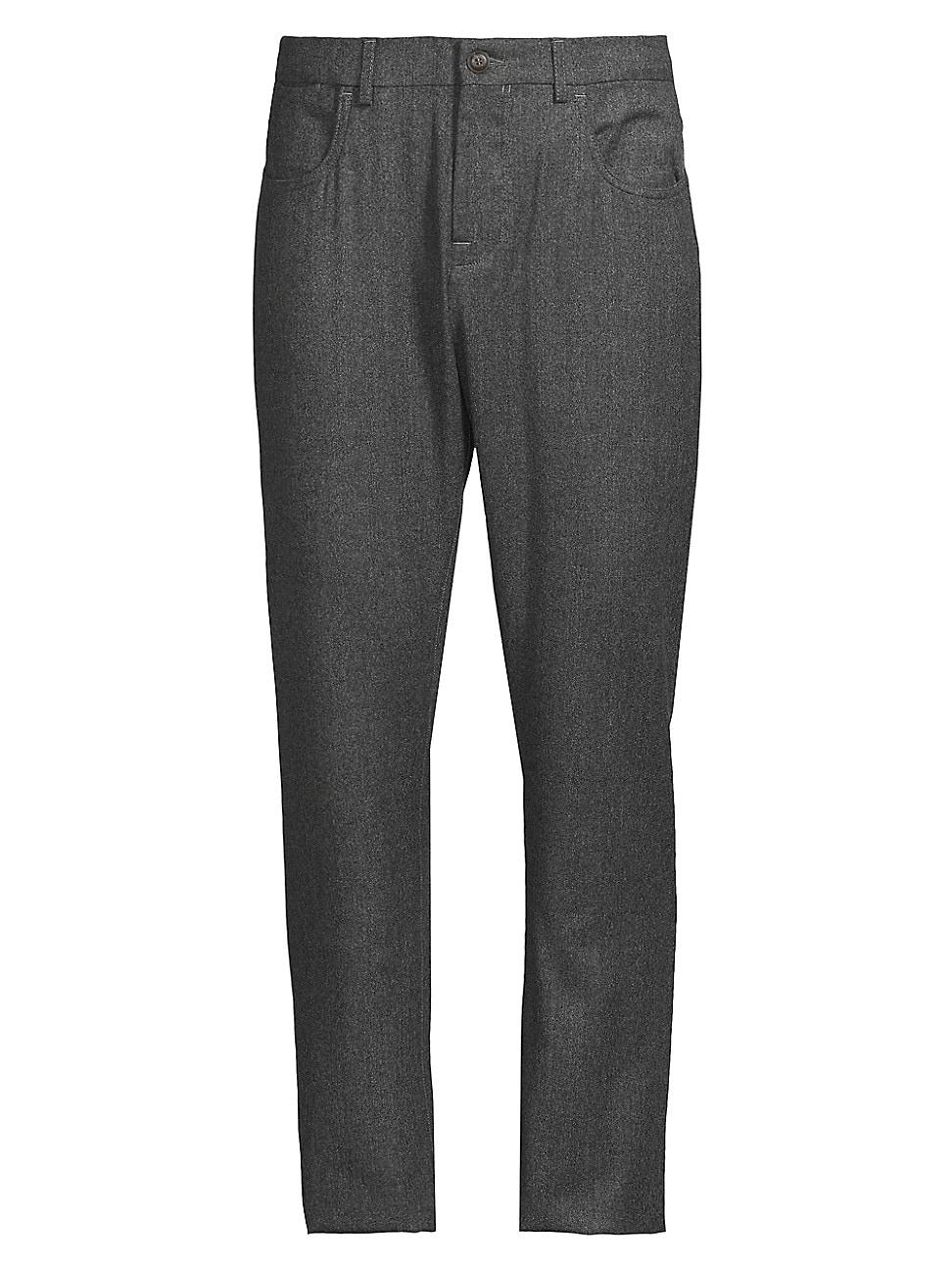 Mens Solid Flannel Wool Trousers Product Image