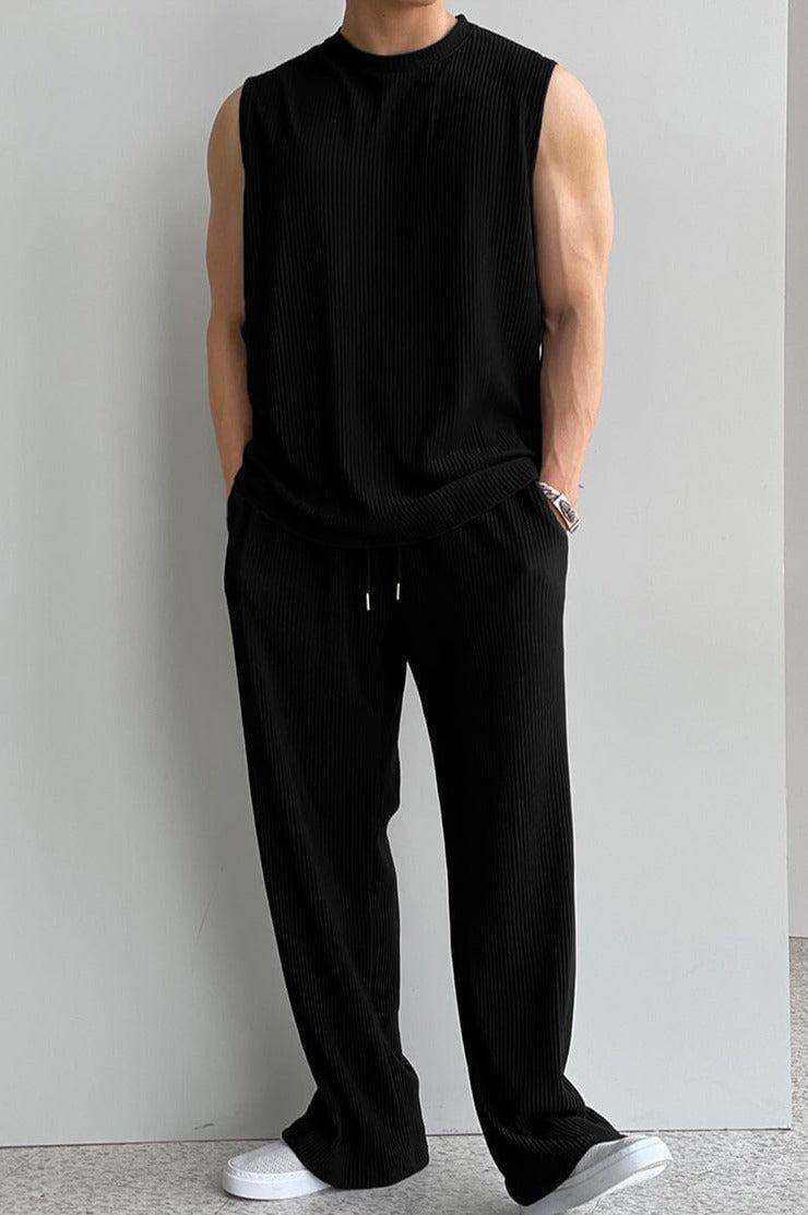 RT No. 11931 PLEATED SLEEVELESS SHIRT & WIDE DRAWSTRING PANTS Product Image